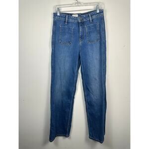 Pilcro Slim Trouser High Waisted Denim Size 28 Sailor Medium Wash EUC